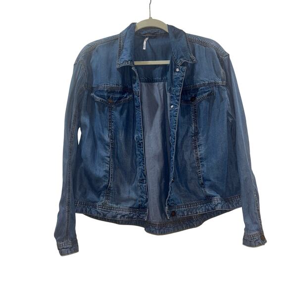 Free People Chambray Tencel Swing Denim Jacket – Size Small - Picture 1 of 14